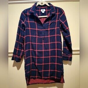 Old Navy Navy/red Plaid Dress/Tunic Size 10-12